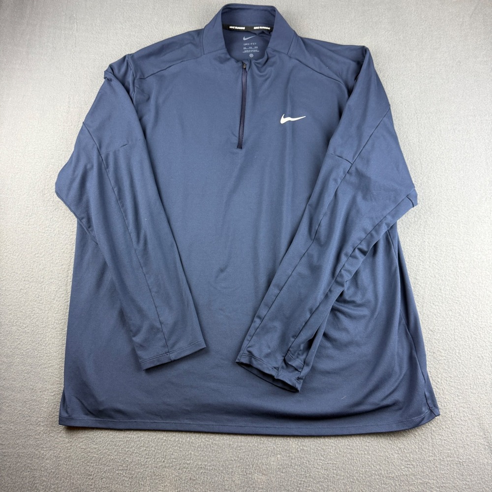 Nike Shirt Men's 2XL Navy Blue Dri-FIT Half Zip Running Pullover DH4949-419